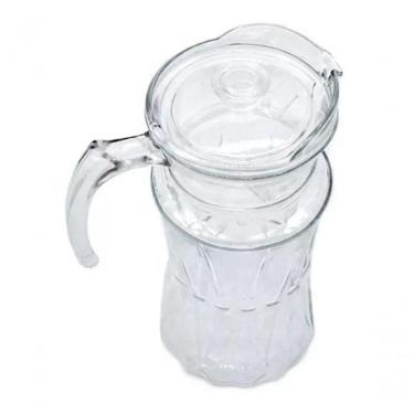 Imagem de Jarra Vidro Tampa Trabalhada Detalhes Suco água Refresco Chá