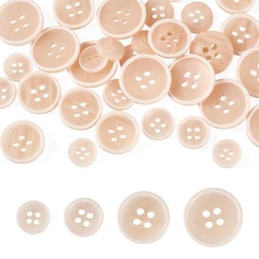 Imagem de 40 peças de botões de resina redondos planos 10/11/15/18 mm botões de costura para camisa, roupas, casacos, ternos, jaqueta, jeans, saias, costura, artesanato, decoração DIY, marrom rosado