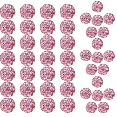 Imagem de Contas de strass dos namorados para colar de beisebol - Dia dos Namorados contas redondas de bola de discoteca contas de argila de strass para fabricação de joias, colar, pulseira, suprimentos de