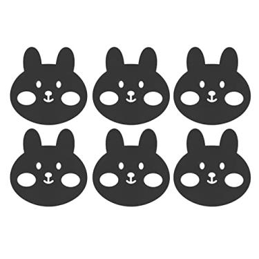 Imagem de Conjunto de 6 peças de porta-copos para bebidas, porta-copos para mesa de centro, tapete de mesa de metal, placa de cozinha com isolamento não escaldante, para bar de cozinha, (Modelo Coelho)