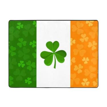 Imagem de ZERAOKE Tapete de área com bandeira irlandesa 48 x 63 polegadas, lavável na máquina com suporte antiderrapante, tapetes macios para sala de estar, quarto, entrada, quarto de crianças, decoração de