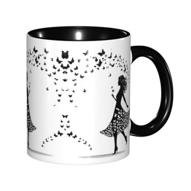 Imagem de Zeraoke Caneca de café criativa com estampa de borboletas de dança, personalizada, presente para a família, tamanho de 325 ml, unissex