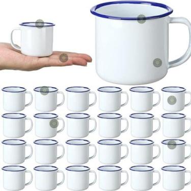 Imagem de Canecas esmaltadas de café 80ml 24un branca acampamento metal clássica