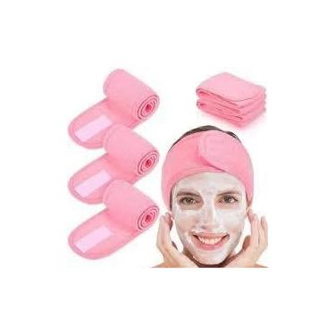 Imagem de Faixa de Cabelo Atoalhada para Cuidados com a Pele e Maquiagem, Rosa