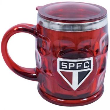 Imagem de Caneca Térmica São Paulo FC 500ml com Brasão em Metal  SPFC - Mileno