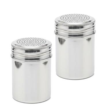 Imagem de Notana Conjunto de coqueteleira de aço inoxidável – Dispensador de temperos e temperos de 293 ml com alça confortável e tampa rosqueada segura para sal, pimenta, farinha, açúcar, assar e cozinhar