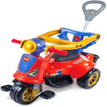 Imagem de Triciclo infantil, passeio seguro e divertido, com pedais, facil, resistente, verde, bonito, 3 em 1, vermelho