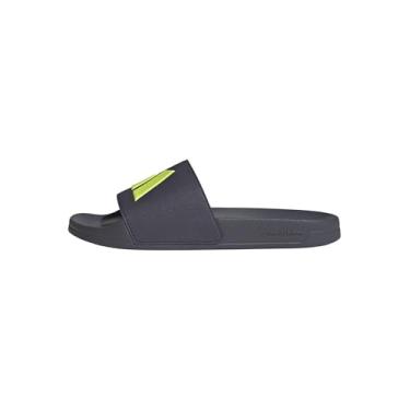 Imagem de adidas Sandália de chuveiro unissex Adilette para adultos, Aurora Onix/Pulse Lime/Pulse Lime, 12 Women/11 Men