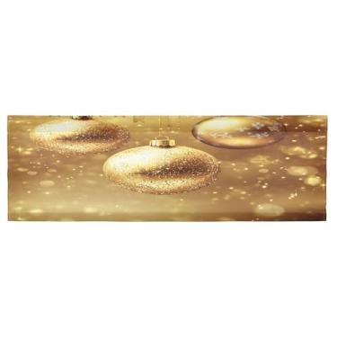 Imagem de CEBUGI Cortina blackout para janela – Cortinas de proteção de privacidade para cozinha/banheiro/sala de estar/lavanderia (137 x 45 cm, 1 painel, bolas douradas de Natal)