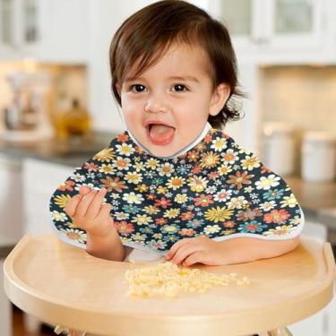 Imagem de CEBUGI Panos para Arrotar Musselina Bebê 56x28 cm Toalhas de Bebê Absorventes Pequenas Flores Coloridas Algodão Arrotar Trapos para Bebês Meninos e Meninas Pacote com 2