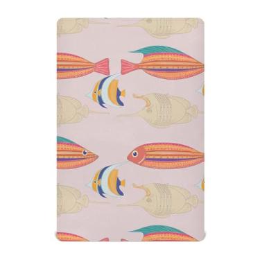 Imagem de Burbuja Lençol de berço de peixe colorido para meninos e meninas, lençol com elástico 71 x 132 cm para colchões de berço padrão e infantil, macio e respirável