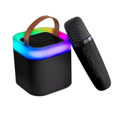 Imagem de Caixas de Som Portáteis Bluetooth Alto-Falante bluetooth Karaoke Microfone Sem Fio(preto)