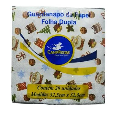 Imagem de Guardanapo de Papel Natal Elementos Natalinos 32,5 x 32,5 cm Folha Dupla 20 Unidades | CampFestas – Inspire sua Fest