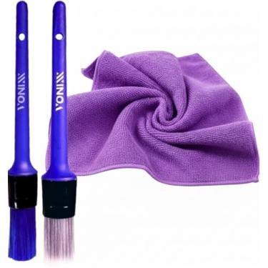 Imagem de Kit Vonixx 2 Pincéis Detalhamento Automotivo + Microfibra para Limpeza e Polimento