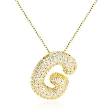 Imagem de Colar com letra de bolha, balões de ouro, corrente banhada a ouro, delicada, pingente de pingente de letra fofa, presente para meninas adolescentes, coisas modernas, Metal, Sem Pedra Preciosa