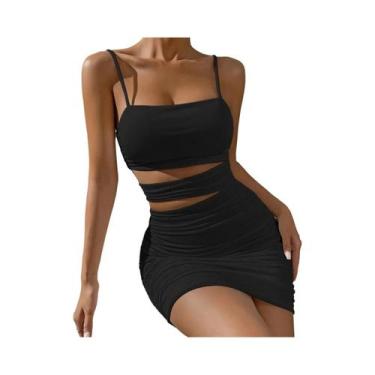 Imagem de Vestido Mini Bodycon Branco Sem Costas Com Alças Finas Para Mulheres, 