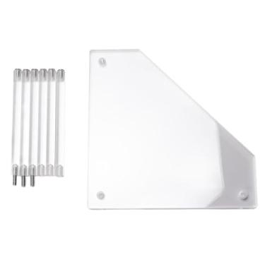 Imagem de Mesa lateral de canto acrílico pequena mesa triangular de 3 camadas para arranjo de estudo de quarto de sala de estar