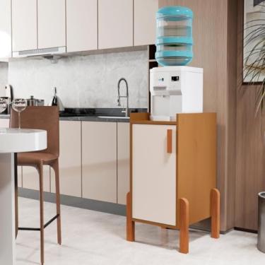 Imagem de Armário Multiuso Balcão Buffet Posseidon – Suporte Bebedouro e Cafeteira – Móvel Auxiliar Cozinha Elegante – Design Moderno (Cedro Off White)