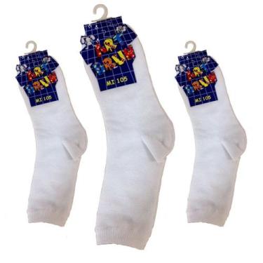Imagem de Kit c/ 6 Meia Infantil Escolar Branca Artbrun, 31 a 34