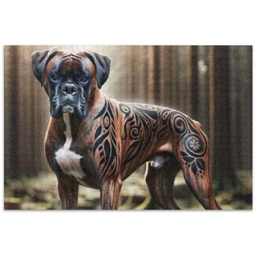Imagem de Quebra-cabeças engraçados de cachorro tatuagem para adultos, 500 peças, amigos, família, jogos, presentes, quebra-cabeças grandes, decoração de pintura