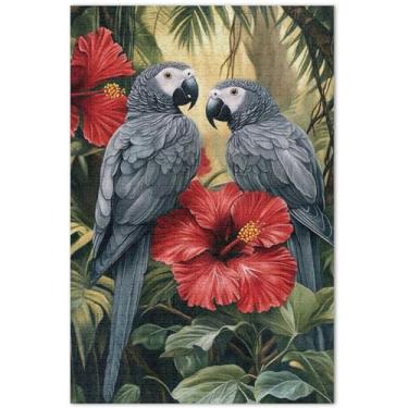 Imagem de Quebra-cabeça floral Parrot Jungle 1000 quebra-cabeças para adultos arte animal pintura a óleo personalizado paisagem quebra-cabeça elefante branco presentes engraçados, 75 x 40 centímetros