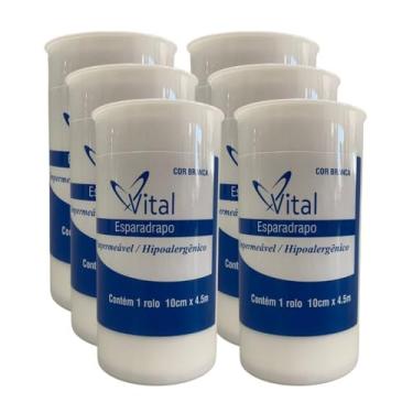 Imagem de Esparadrapo Impermeável Branco 10cm x 4,5m - Kit com 6 Unidades