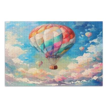 Imagem de Quebra-cabeças de balão de ar quente com letras na parte de trás, quebra-cabeças de 500 peças para adultos, peça grande