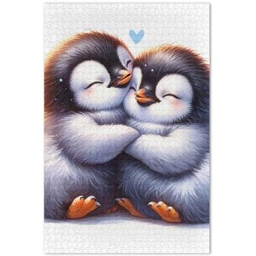 Imagem de Quebra-cabeça de animais fofos pinguim 500 peças adultos elefante branco cena de outono jogo de arte, 50 x 37 centímetros