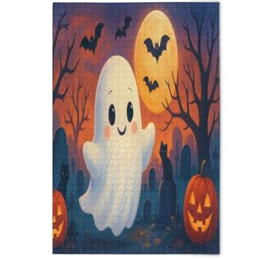 Imagem de Jigsaw Puzzles 1000 Piece for Adults Cute Cartoon Ghost Halloween White Funny Puzzle Game Gifts Landscape Puzzles Decorative Floral Art Painting, 1000 Pieces, 29.5" x 19.7"