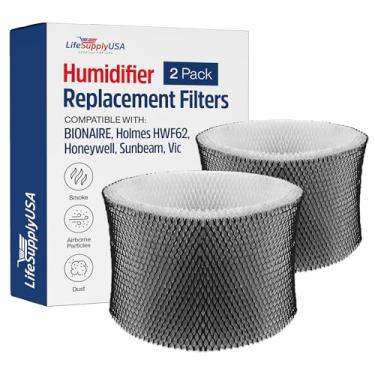 Imagem de LifeSupplyUSA HWF62 Filtro de umidificador de substituição para filtro de pavio A compatível com BIONAIRE, Holmes, Honeywell, Sunbeam, Vicks (pacote com 2)
