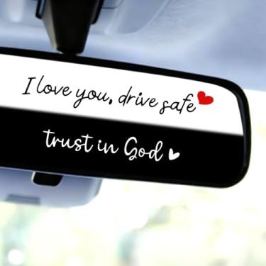 Imagem de Goktvai 5 Autocolantes para Espelho Retrovisor Amo-Te Conduz em Segurança Confia em Deus, Engraçados Autocolantes Cristãos Automóveis para Homens e Mulheres (Preto, Branco)