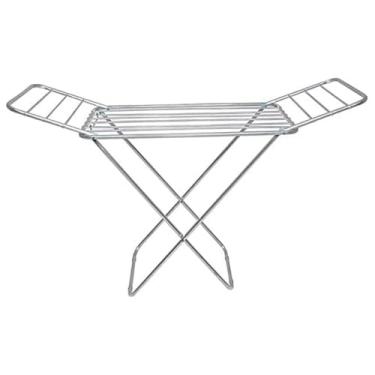 Imagem de Varal de Chão Retrátil de Alumínio com Abas, Prata, 85x140x48cm, Suporta 10kg, 1.8kg