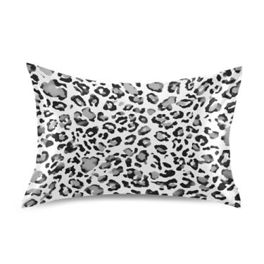 Imagem de Fronhas de cetim fofas refrescantes personalizadas padrão Queen King fronha presentes modernos roupa de cama queen size 76.2 cm x 50.8 cm preto cinza leopardo manchas
