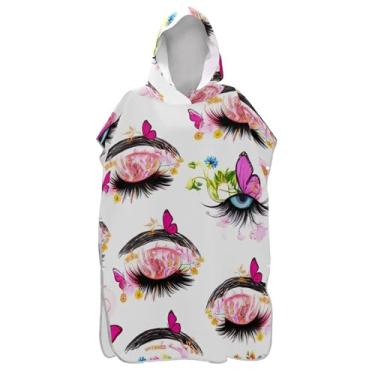 Imagem de Artistic Eyes Poncho de surf branco para adultos trocador de roupa de banho toalhas com capuz plus size masculino poncho com capuz