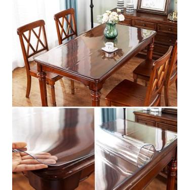 Imagem de Protetor de mesa transparente, vinil ultra suave, capa de mesa transparente personalizada para mesa, protetor de mesa (1,5 mm de espessura, 45 x 24 polegadas)