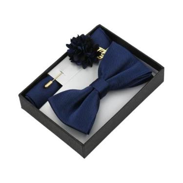 Imagem de Conjunto De Gravata Borboleta Floral Masculina Com Lenço De Bolso, Bro