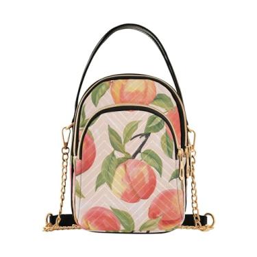 Imagem de GAIGEO Bolsa tiracolo feminina com folhas de bordo outono, bolsa tiracolo com alça removível, bolsa transversal de verão, Pêssegos aquarela-1, One Size