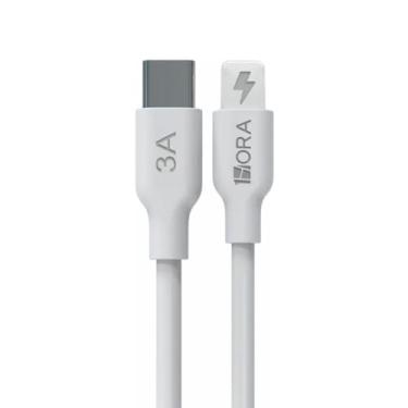 Imagem de Cabo iPhone 1 Hora Usb C/Lightning Carga Rápida 2.4A Macho/Macho 1Metro Branco Design Flexível e Resistente