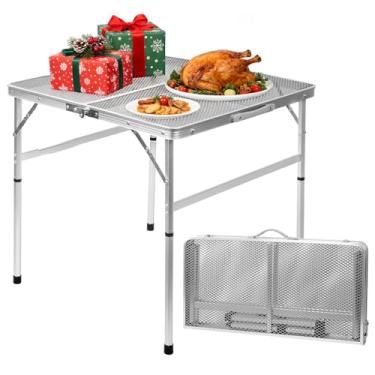 Imagem de Mesa dobrável quadrada E EASTSTORM Fácil de guardar, portátil e compacta para piquenique, churrasqueira, acampamento ao ar livre, jardim, pátio, jantar, churrasco, festa, mercado e cartão, 69 x 69 cm
