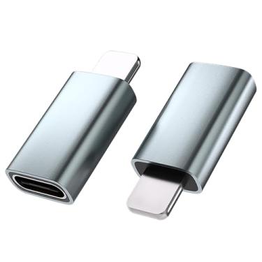 Imagem de Adaptador USB C tipo C para L, pacote com 2, 10 W, suporta carregamento e transferência de dados, adaptador de cabo macho L para USB tipo C fêmea para telefones iPhone/iPad/Airpods, não é para áudio