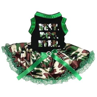 Imagem de Petitebella Vestido para cachorrinho Best Dog Ever (preto/renda camuflada, 3GG)