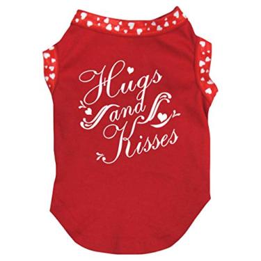 Imagem de Petitebella Camiseta para cachorro de cachorro Hugs and Kisses (vermelha, pequena)