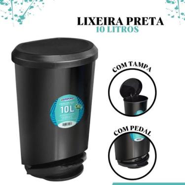 Imagem de Lixeira Cesto 10L Com Tampa e Pedal Plástico Escritório Banheiro Cozin