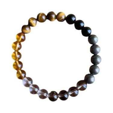 Imagem de Pulseira De Proteção Tripla Com Olho De Tigre, Hematita E Obsidiana Pa