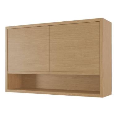 Imagem de Armário Aéreo De Cozinha 1,20m 2 Portas E Nicho 100% Mdf Cléo Madeirado Nesher Madeirado