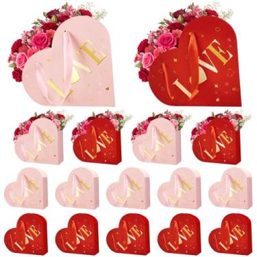 Imagem de Renbuzhu 16 peças de caixa de presente em formato de coração dos namorados com alças a granel para casamentos, aniversários, dia das mães, suprimentos