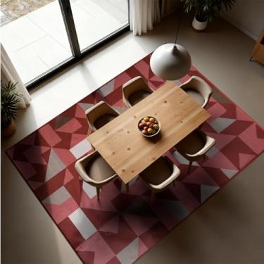 Imagem de 1 Tapete Sala de Jantar Mesa Grande 150X200 Js Do Zi Vr (M10 Vermelho - Geométrico Moderno)