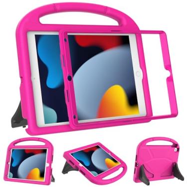 Imagem de VICVOL Capa infantil para iPad 9ª/8ª/7ª geração (10,2 polegadas 2021/2020/2019), capa protetora à prova de choque com protetor de tela integrado e alça portátil, rosa