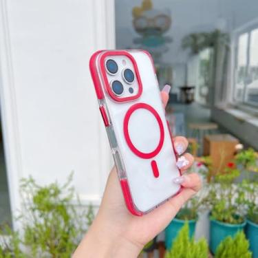 Imagem de Capa transparente de luxo com carregamento sem fio para iPhone 16, 15 Pro Max, 14 Plus, 13, 12 e 11 (para iPhone 16 Pro/Vermelha)