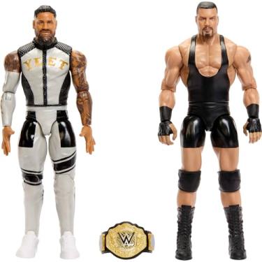 Imagem de Mattel WWE Main Event Showdown Action Figures 2-Pack with Accessory, Series #25 Bron Breakker vs Jey USO Collectible Set, 6-inch